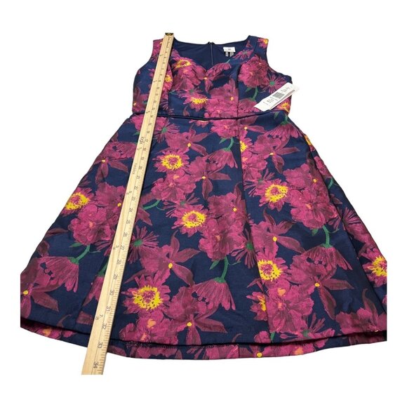 Julia Jordan Dress Women 2 Blue Multi Floral Jacquard A Line Sleeveless Cocktail - Picture 5 of 10